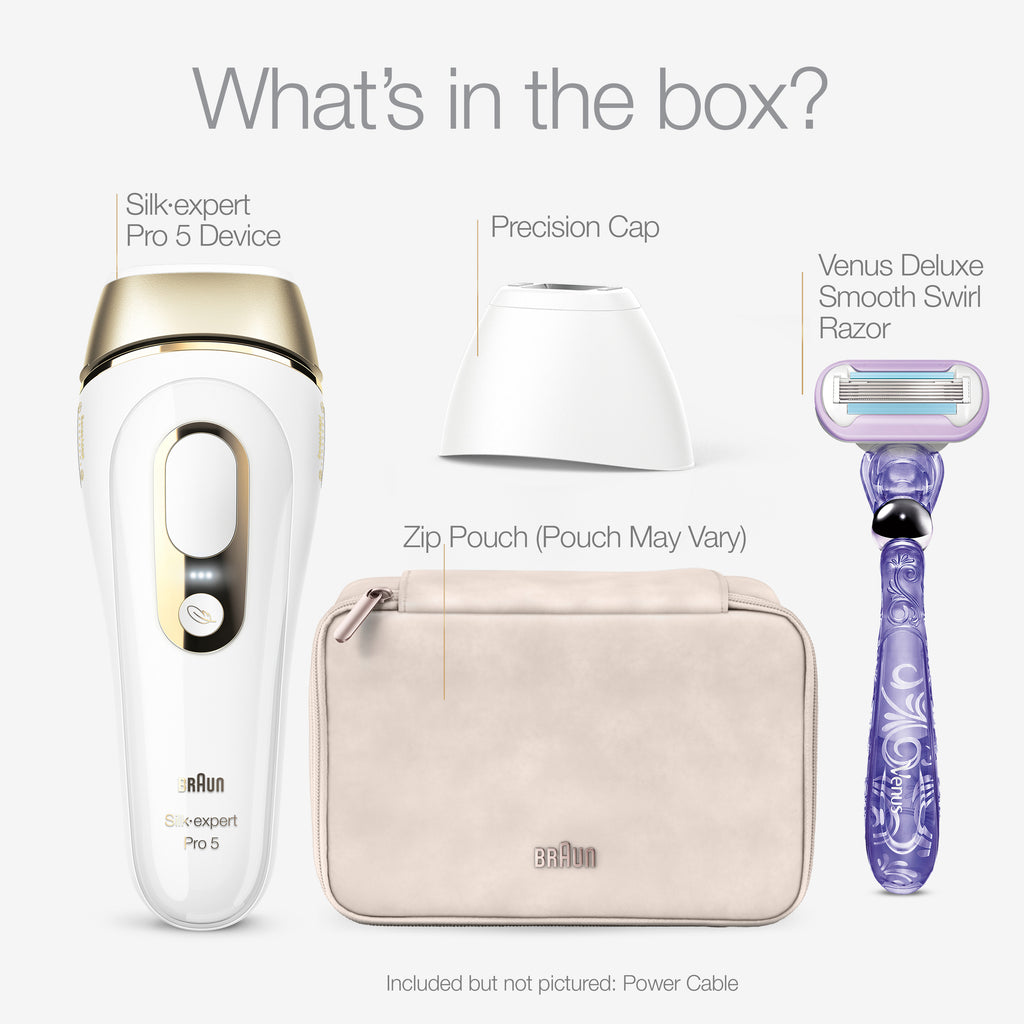Braun Smart IPL Silk·Expert Pro 5: At Home Alternative to Laser Hair Removal with 2 Caps and Leather Pouch IPL5137
