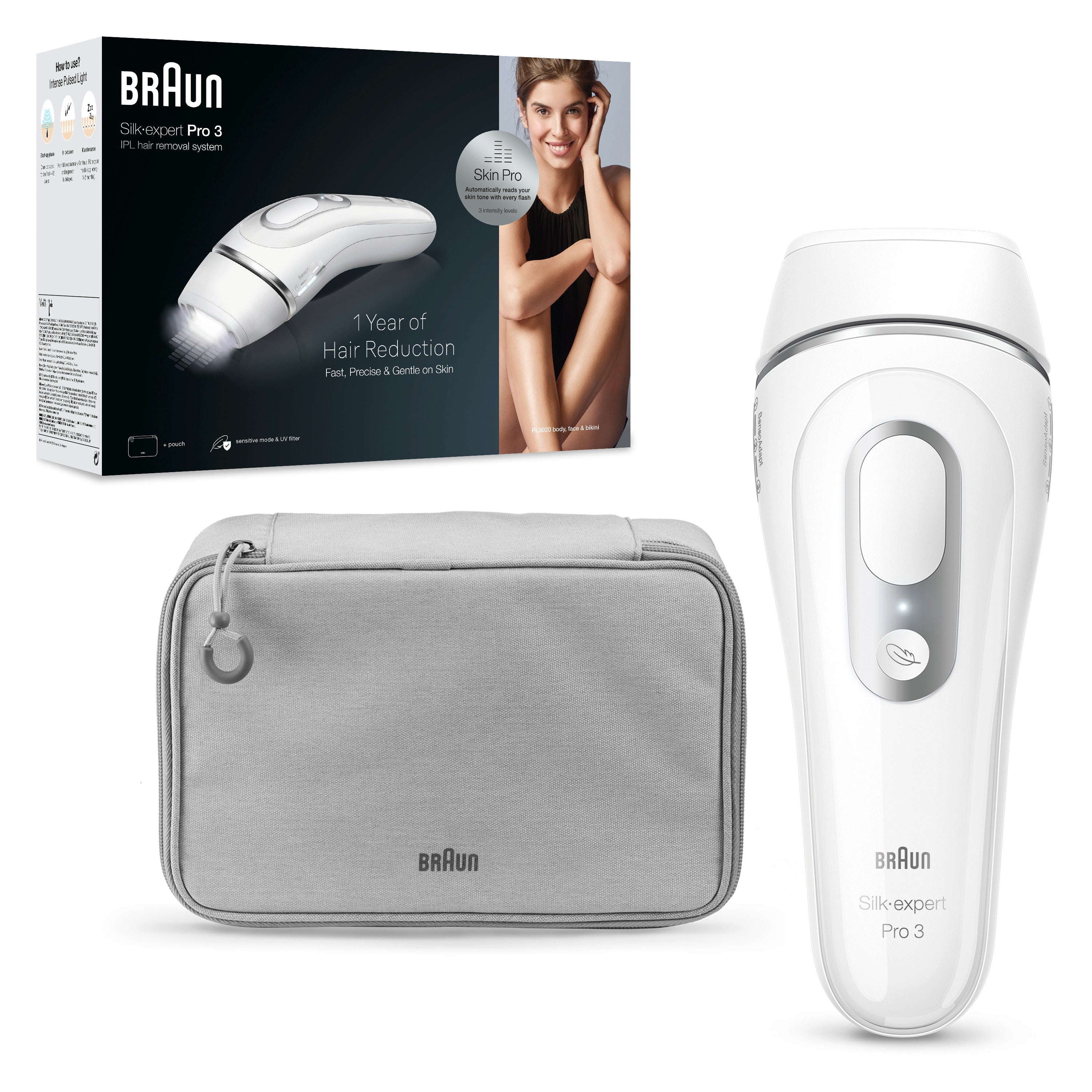 Braun Smart IPL Silk·expert Pro 3: At Home Alternative to Laser Hair Removal for Women and Men At-Home Hair Removal System IPL3020