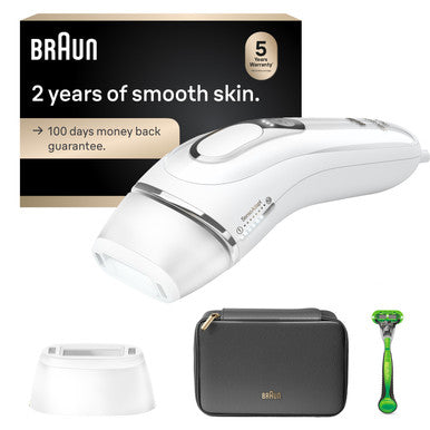 Braun Smart IPL Silk·Expert Pro 5: At Home Alternative to Laser Hair Removal with Wide Cap and Leather Pouch IPL5145