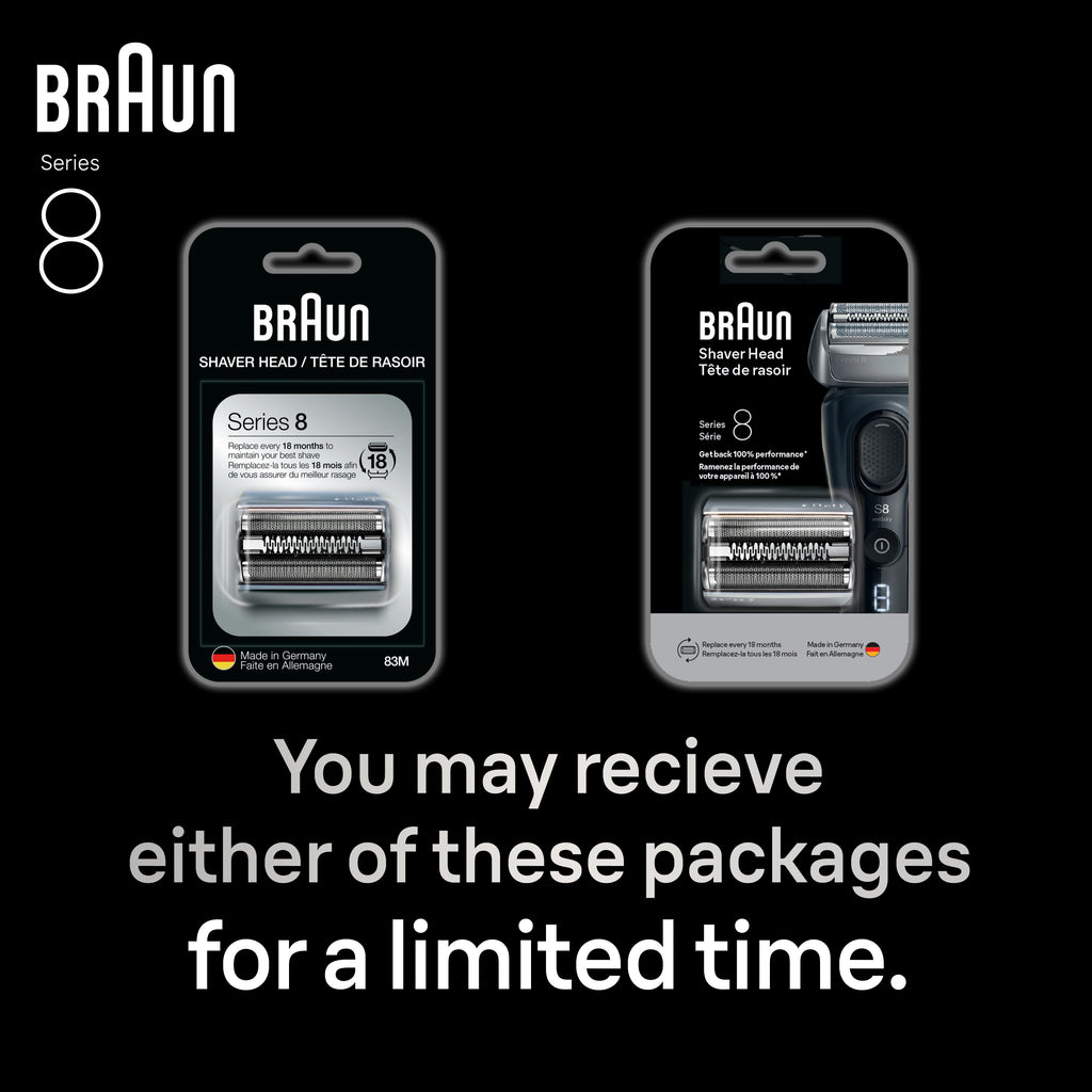 Braun Electric Shaver Head Replacement Part 83m Silver Compatible with Series 8 Electric Razors for Men