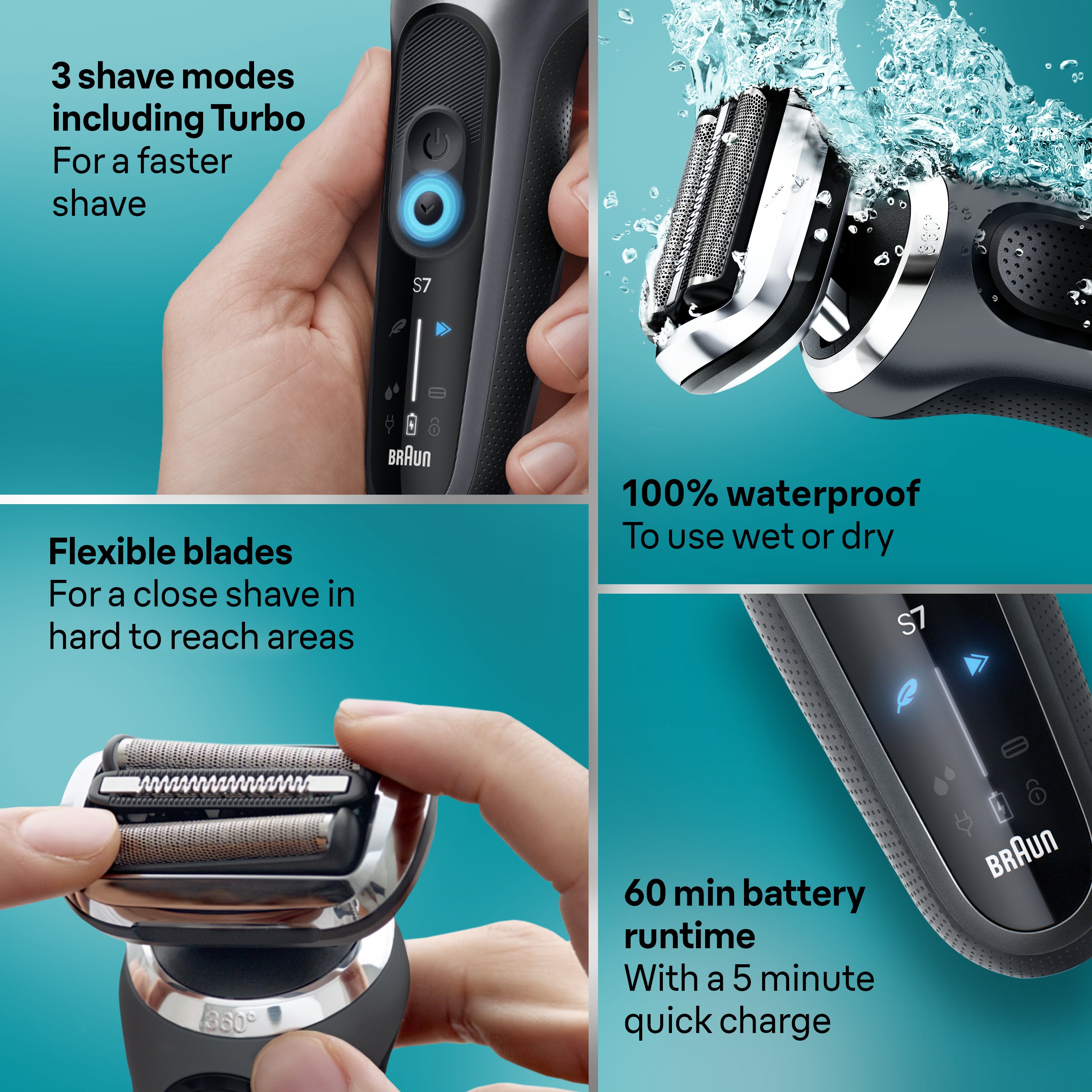 Electric Shaver with Beard and Stubble Trimmer Series 7 7085cc