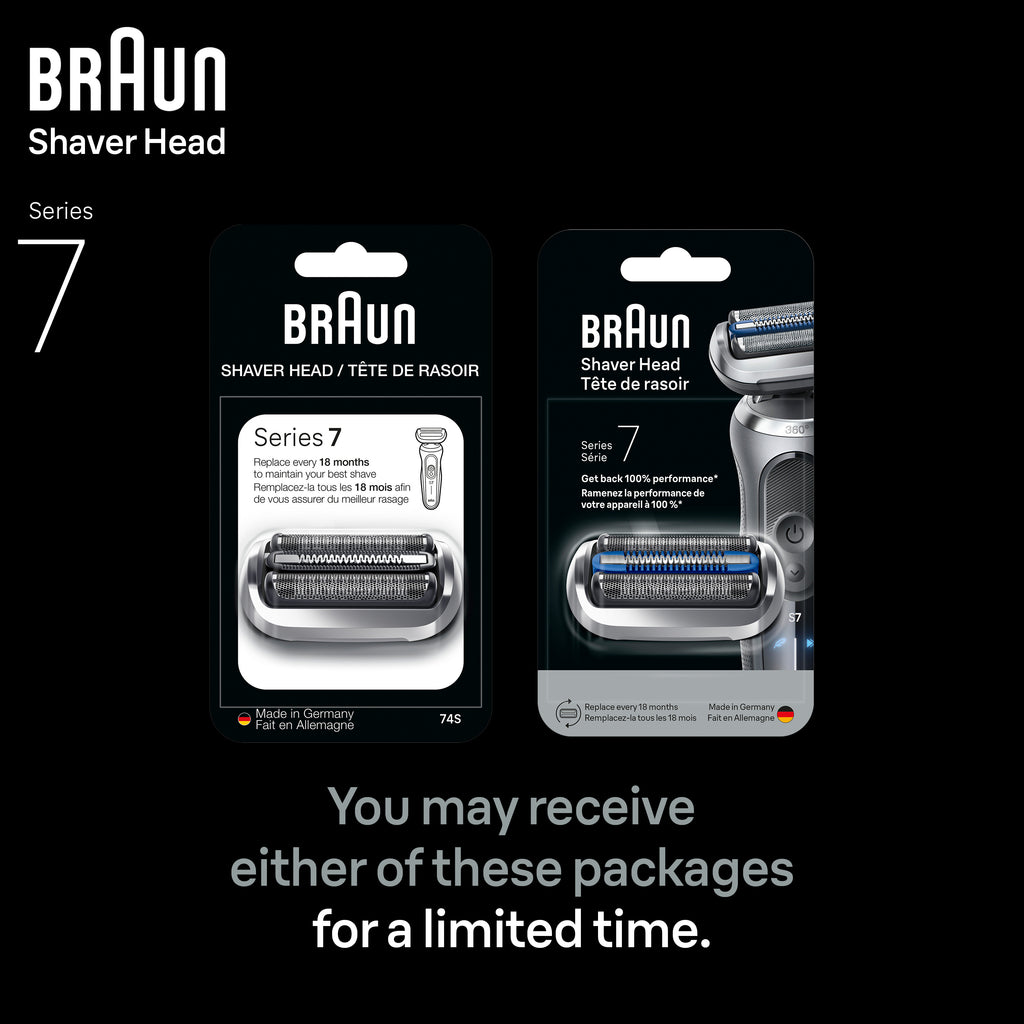 Braun Electric Shaver Head Replacement Part 74s Silver Compatible with Series 7 Electric Razors for Men