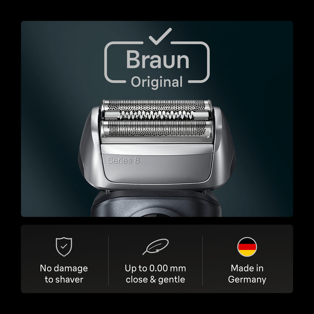 Braun Electric Shaver Head Replacement Part 83m Silver Compatible with Series 8 Electric Razors for Men