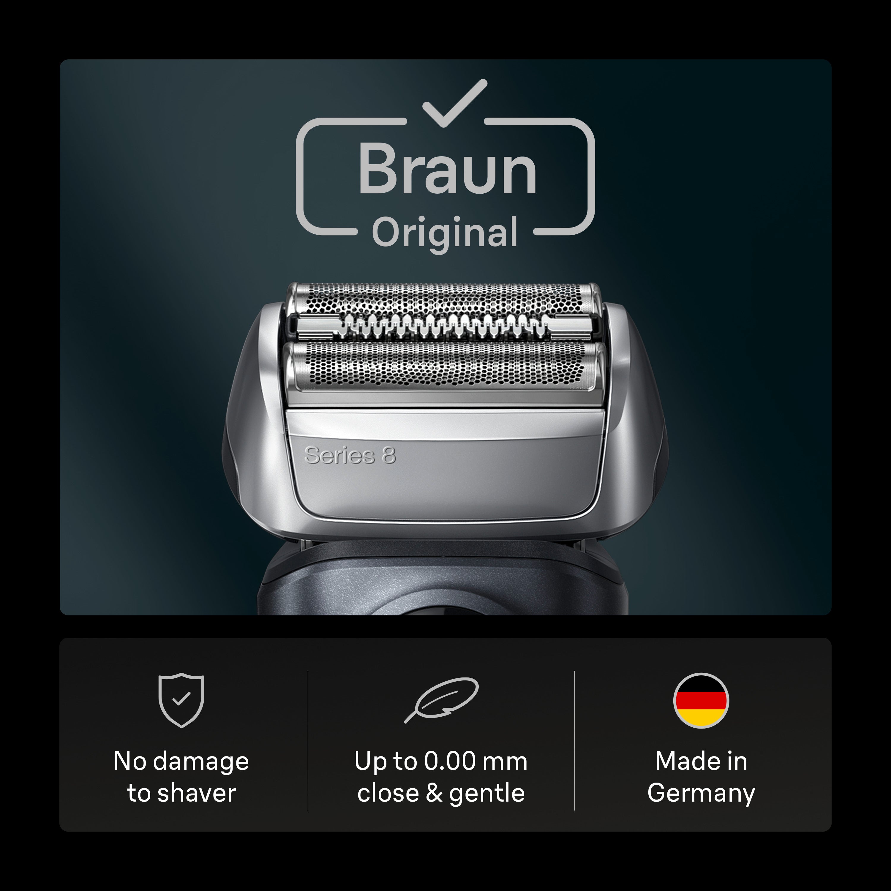 Braun Electric Shaver Head Replacement Part 83m Silver Compatible with Series 8 Electric Razors for Men