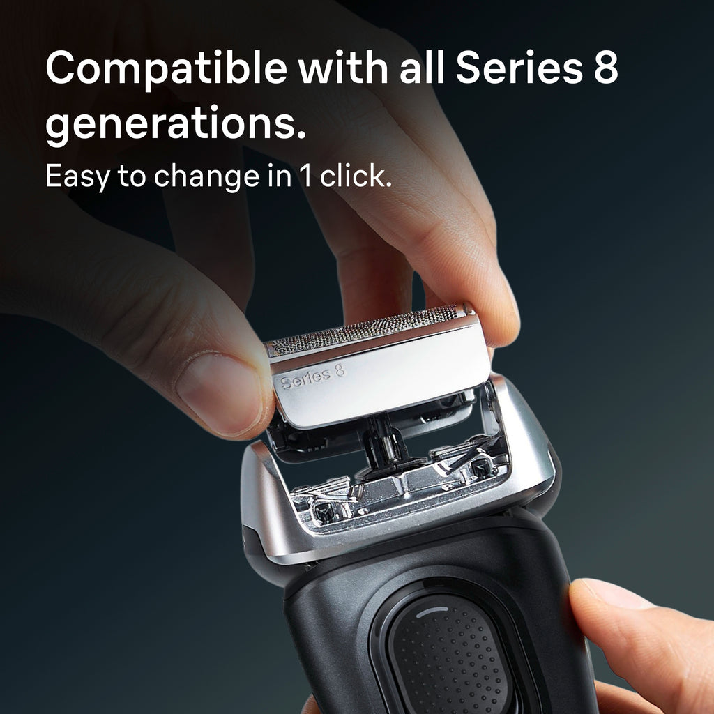 Braun Electric Shaver Head Replacement Part 83m Silver Compatible with Series 8 Electric Razors for Men
