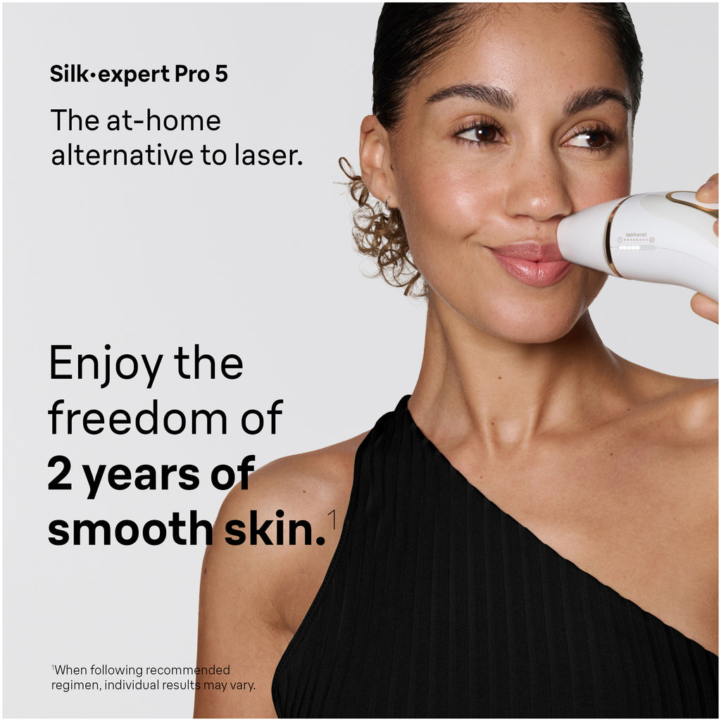 Braun Smart IPL Silk·Expert Pro 5: At Home Alternative to Laser Hair Removal with 2 Caps and Leather Pouch IPL5137