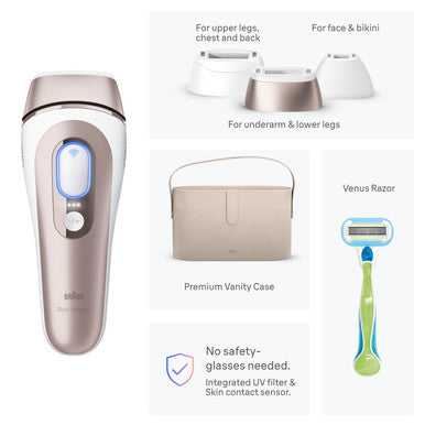 Braun Skin i·expert Smart IPL: At Home Alternative to Laser Hair Removal with 4 Caps and Vanity Case PL7387