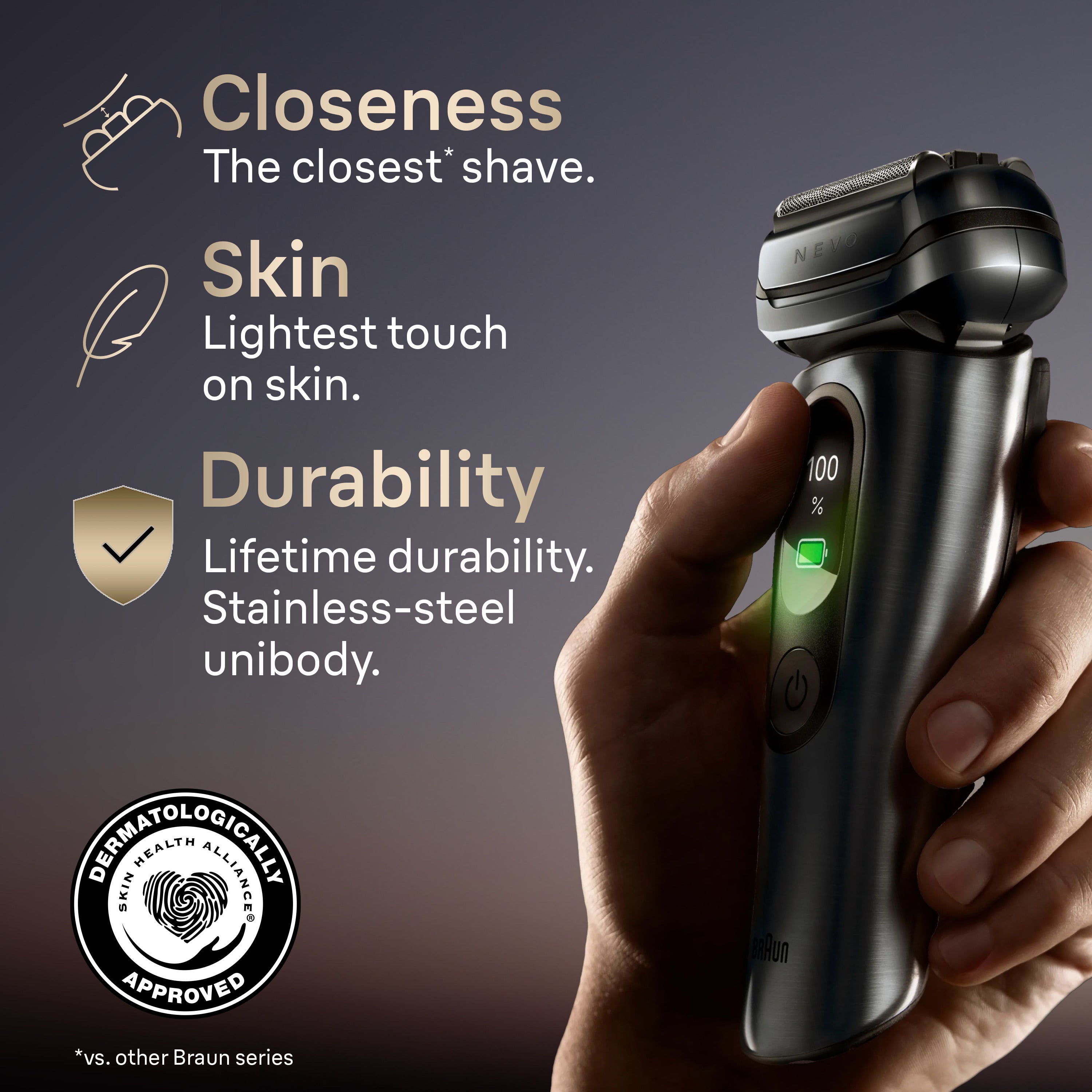 Braun NEVO 11000c Silver Men's Electric Shaver with World's 1st AeroTouch Tech
