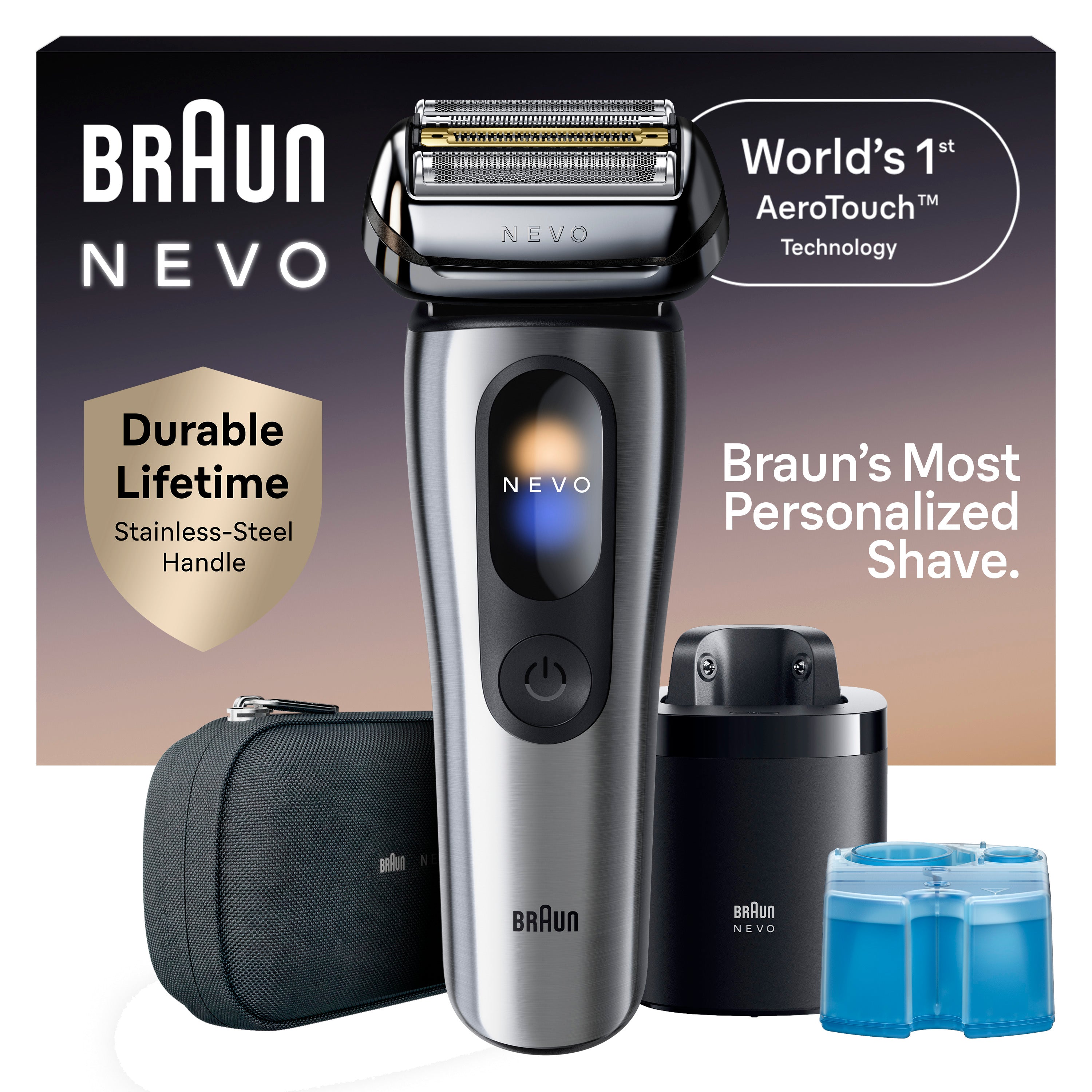 Braun NEVO 11000c Silver Men's Electric Shaver with World's 1st AeroTouch Tech